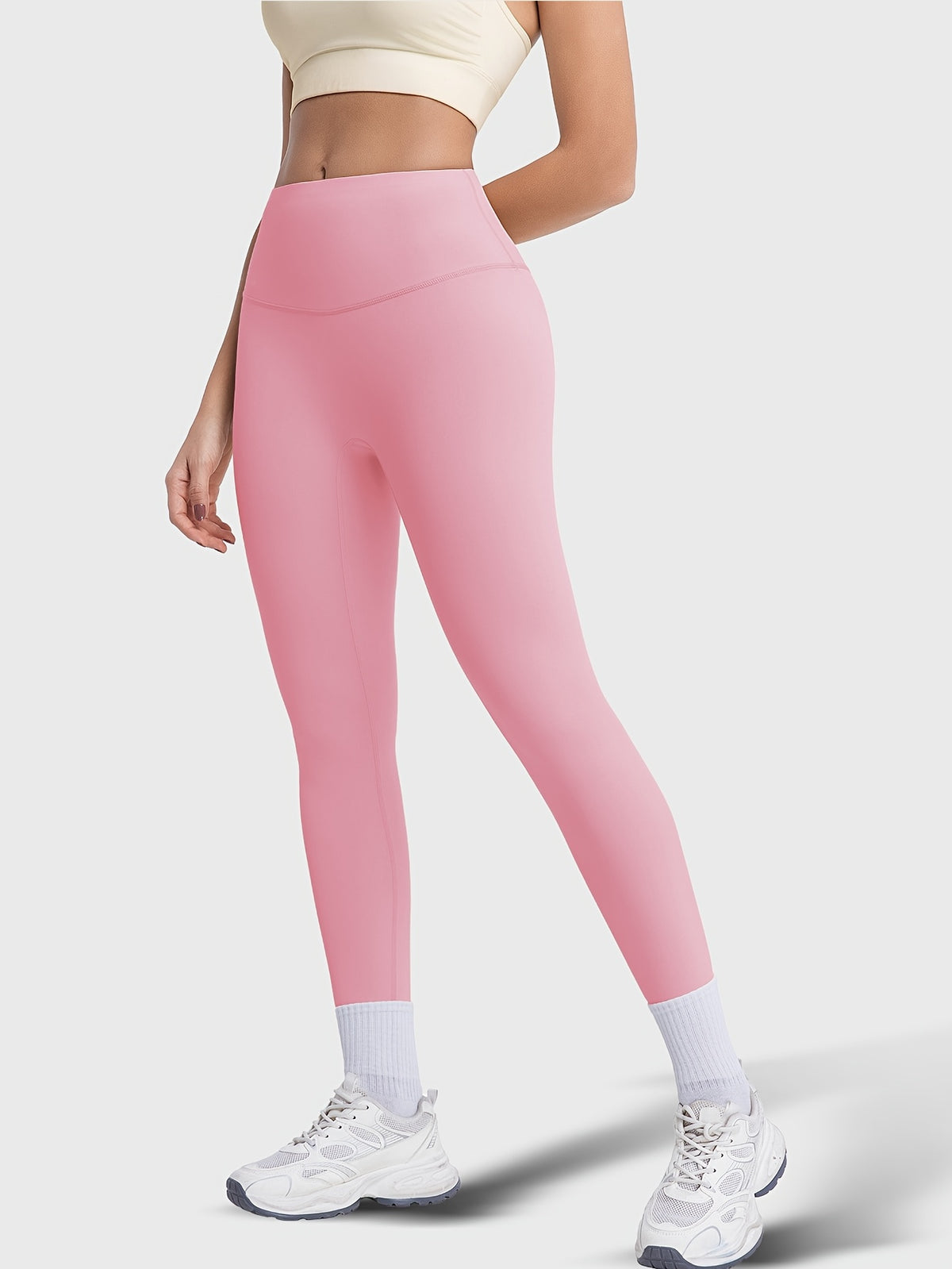 Crew Neck Tee & Leggings Set - Pink