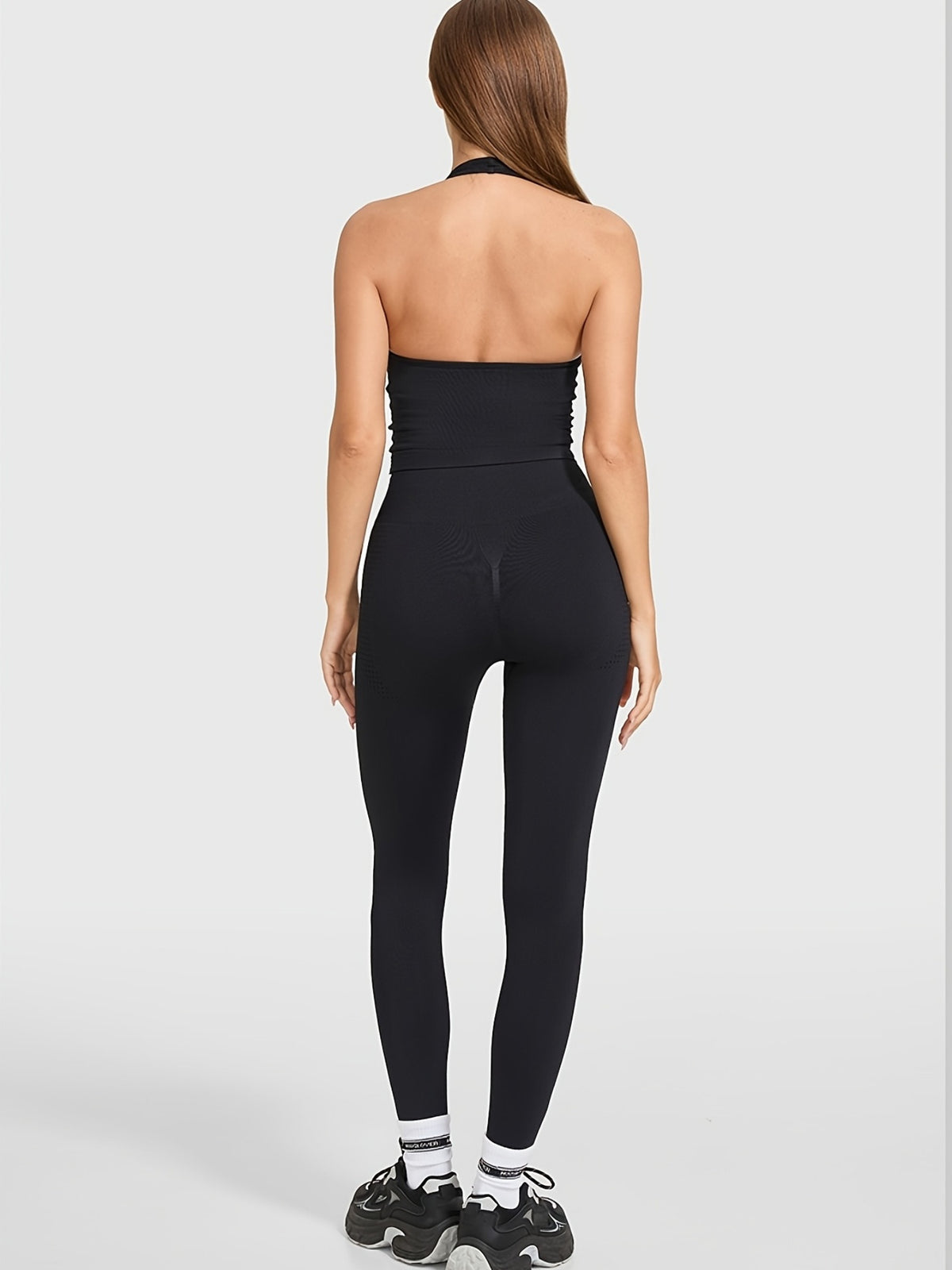 Sleeveless Cross Back Top & Leggings Set - Black