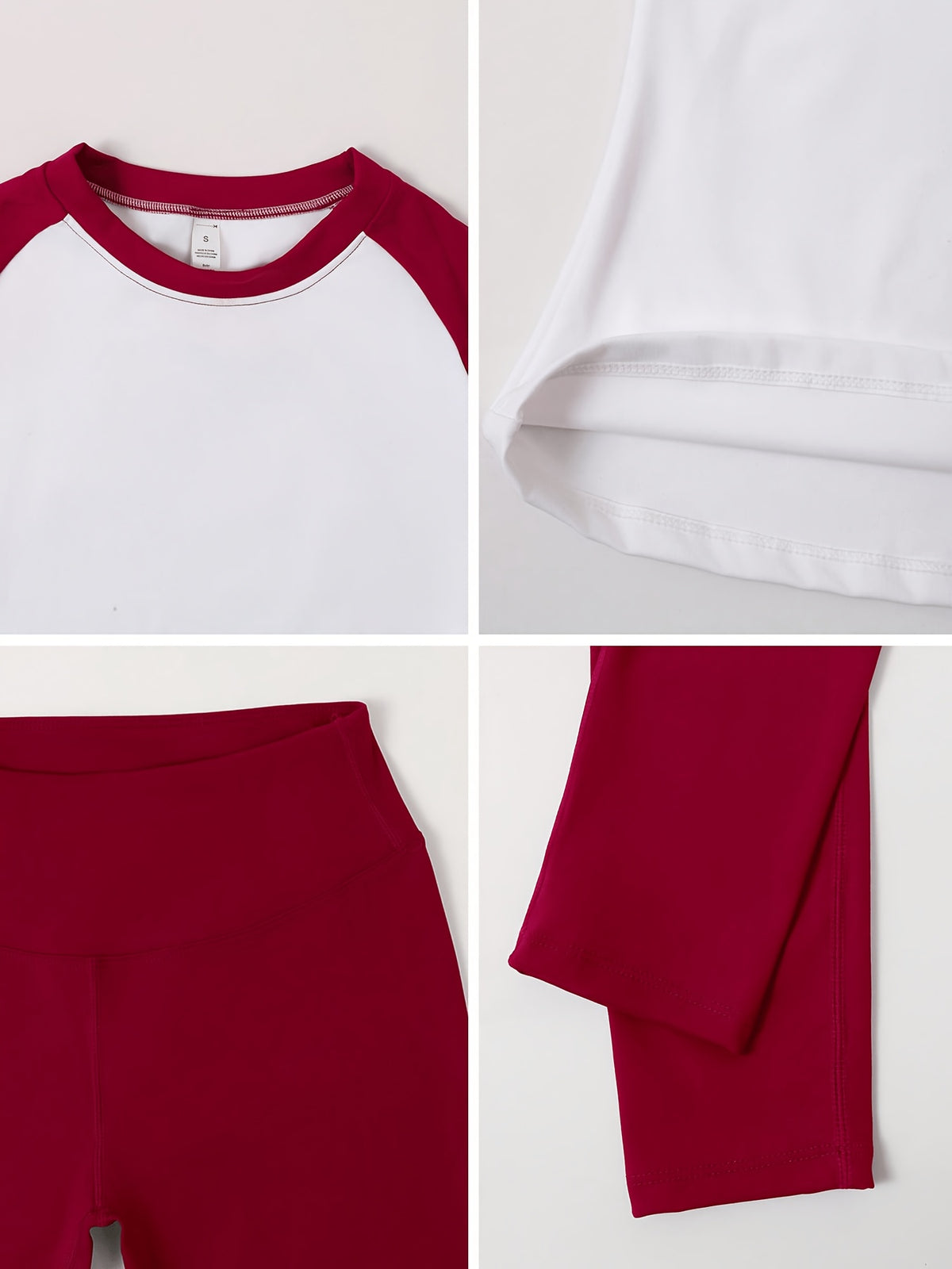 Colour Block Tee & Leggings Set - Red & White