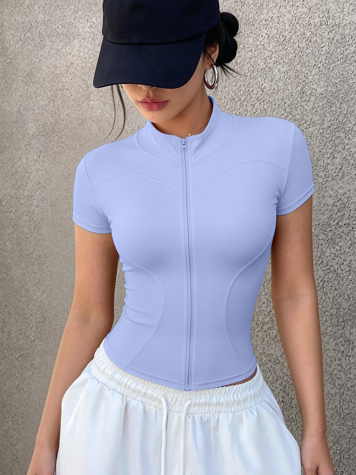 3 Pack Short Sleeve Zip Crop Jackets - Light Blue, Pink & Yellow