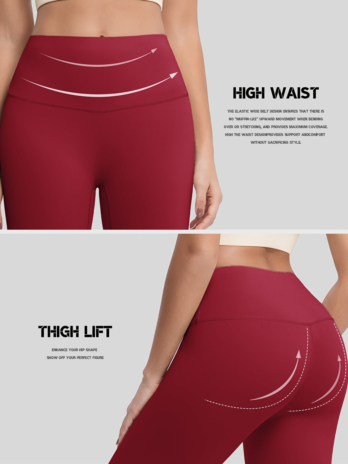 Crew Neck Tee & Leggings Set - Burgundy
