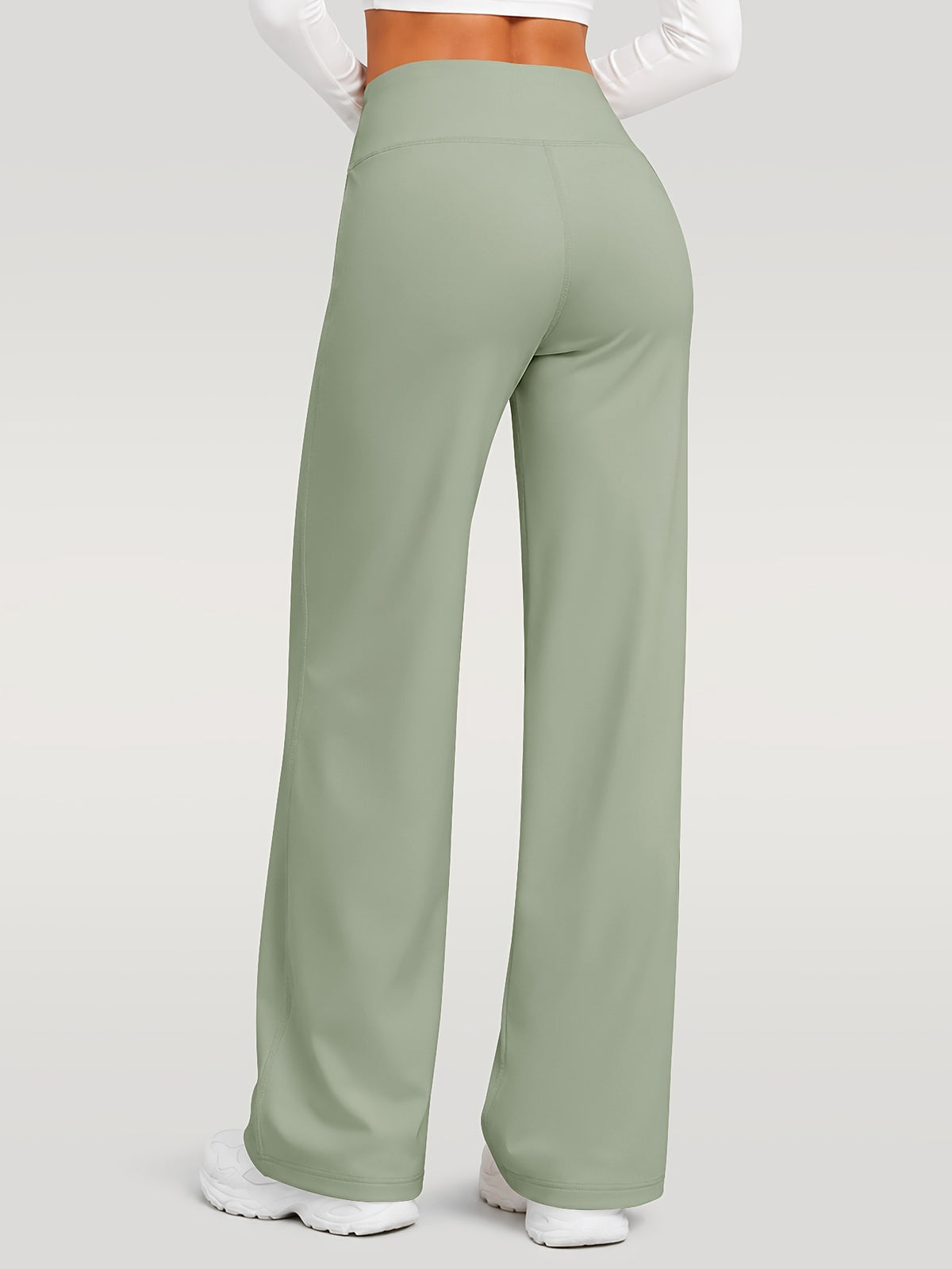 Draped Wide Leg Pocket Pants - Sage Green