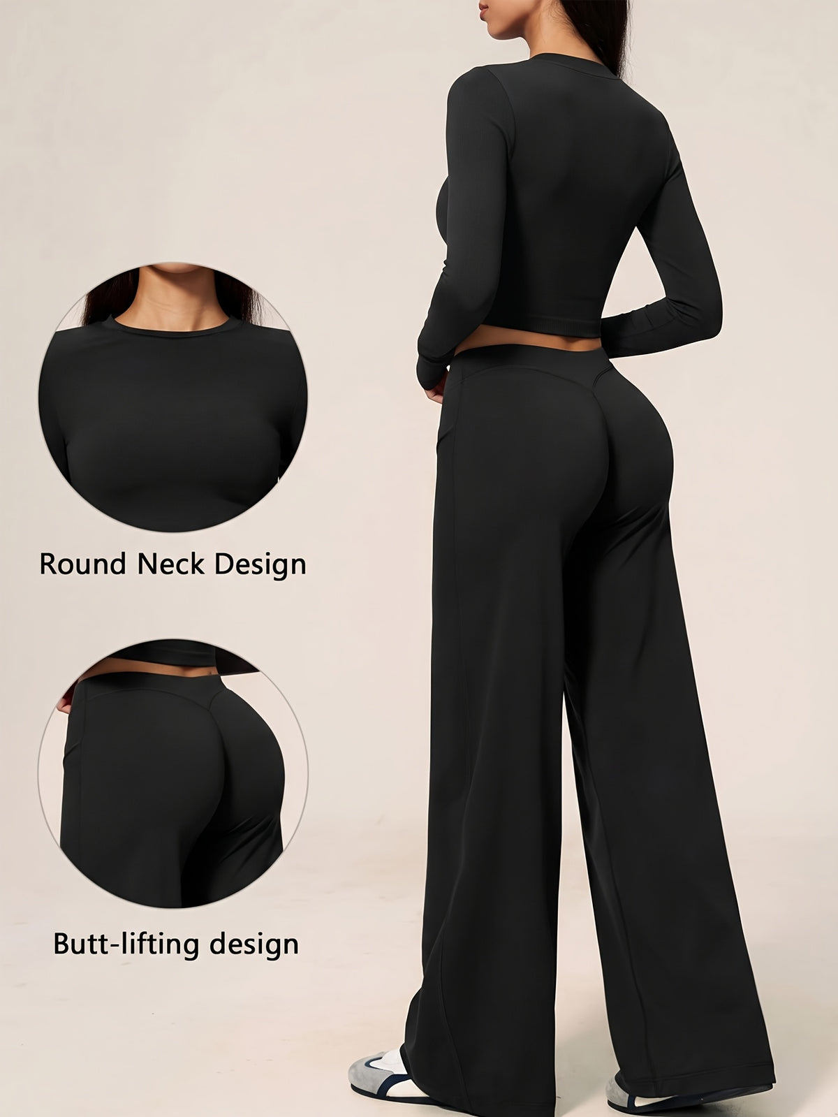 Long Sleeve Crop & Wide Leg Pants Set