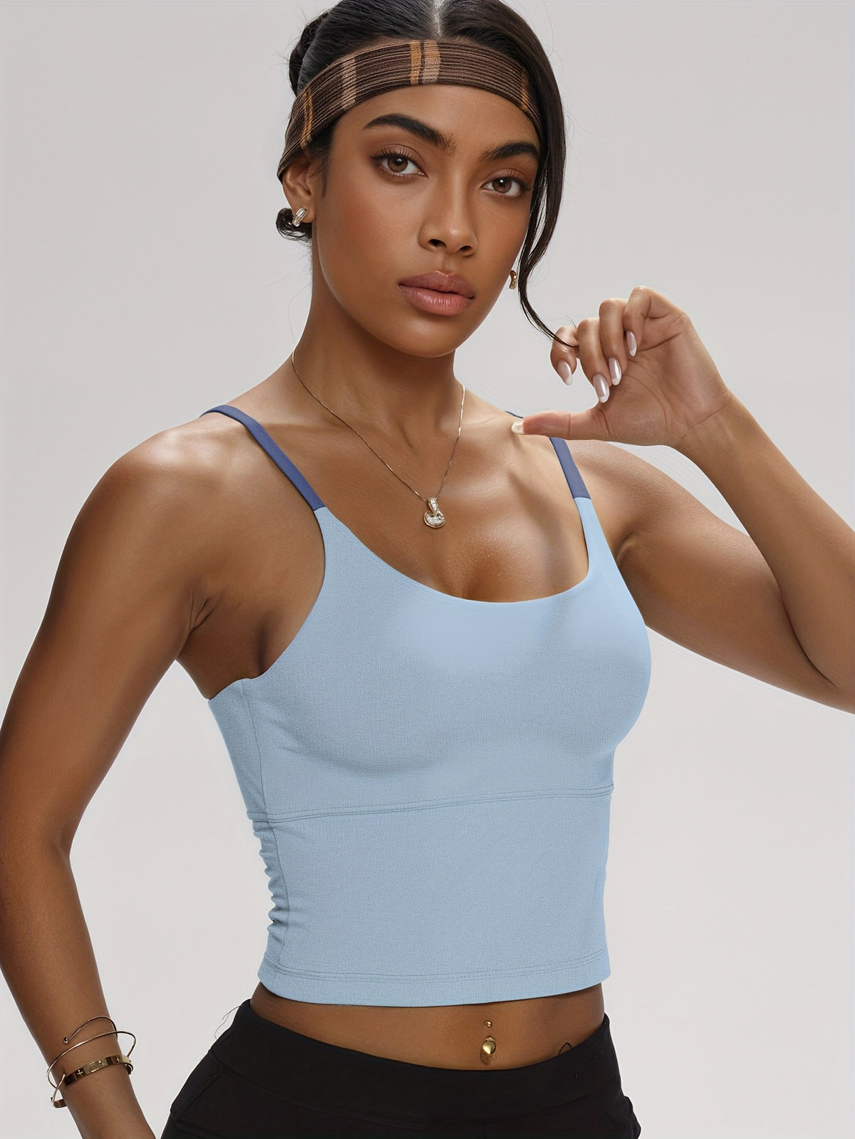 2 Pack Color Block Padded Tank Tops - Yellow & Blue