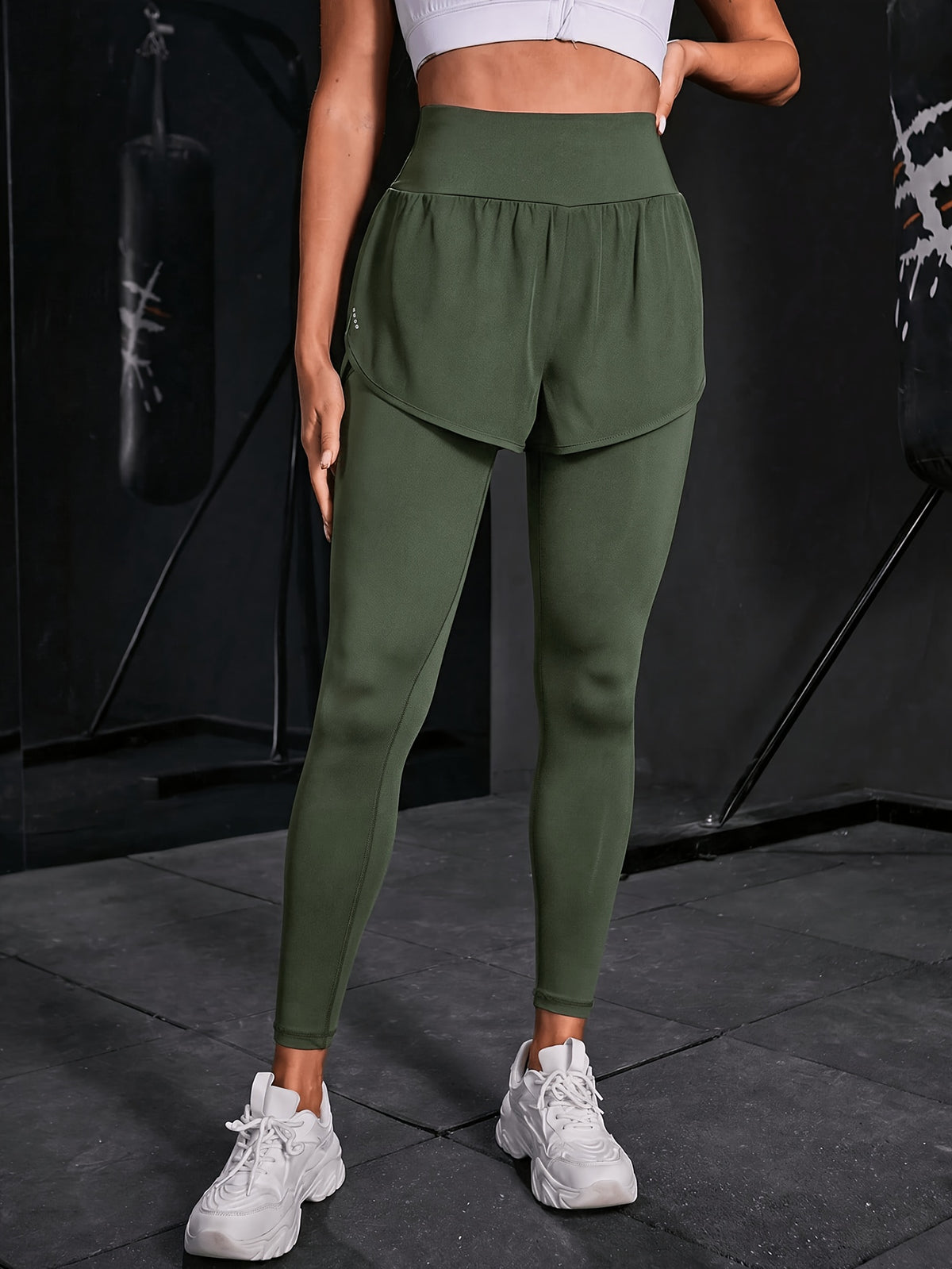 2-in-1 Glitter Polka Dot Sport Pants - Fern Green