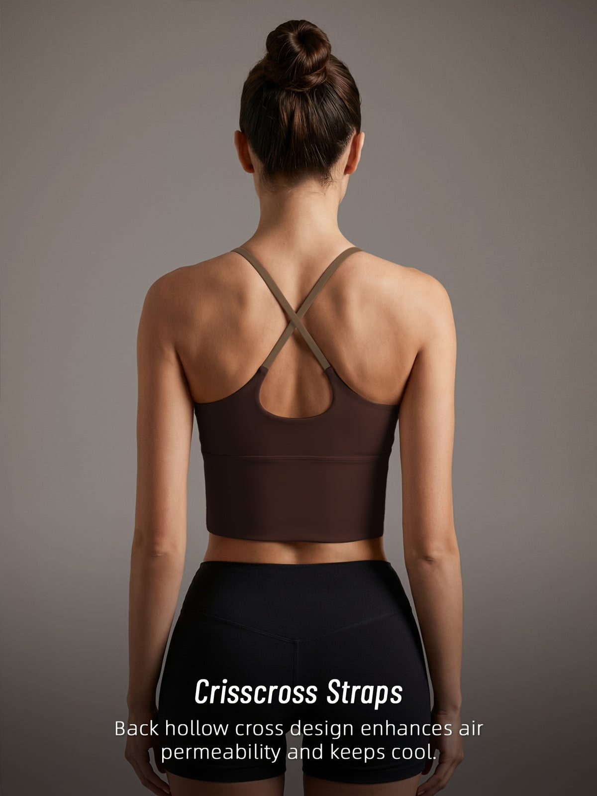 Color Block Padded Yoga Cami - Brown