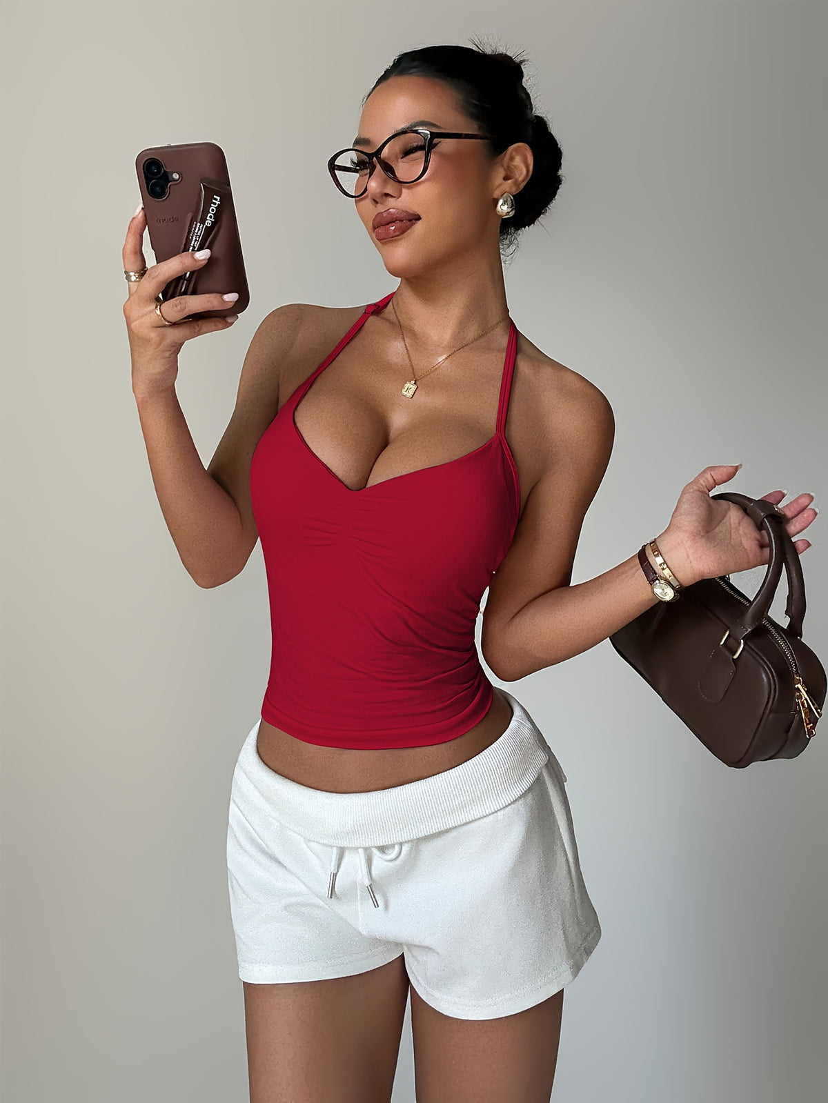 Halter Twist Crop Top - Angola Red