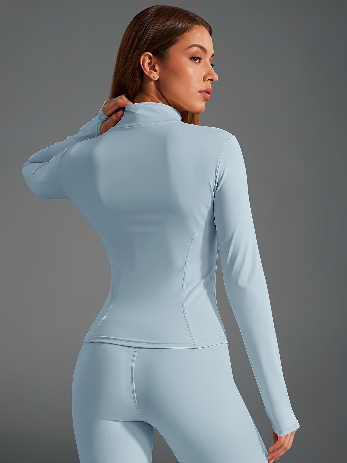 Quick Dry Long Sleeve Sports Jacket - Light Blue