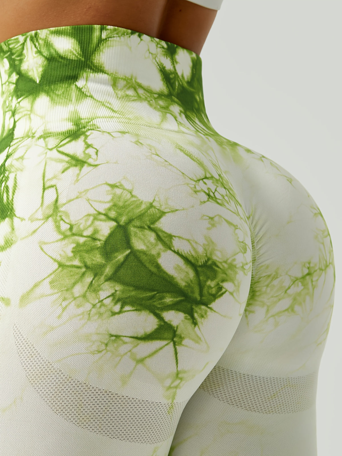Tie Dye Seamless Leggings - Green & White Tie Dye