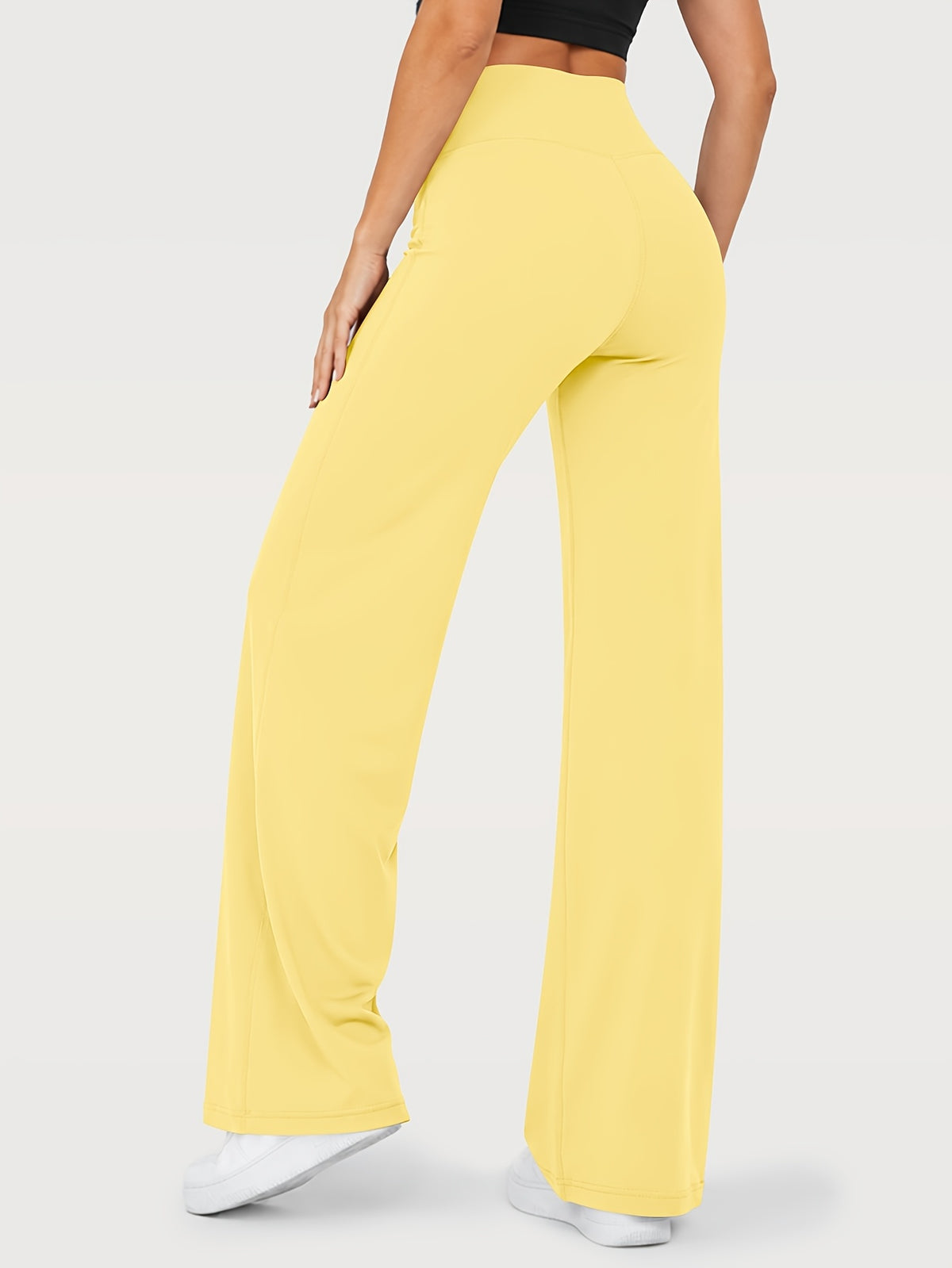 Stretch Straight Leg Yoga Pants - Yellow