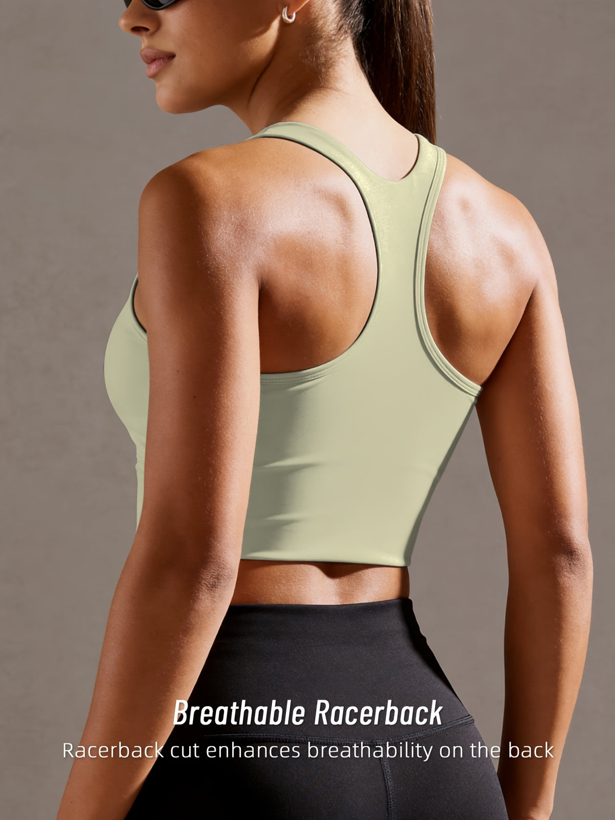 Color Block Strappy Sports Bra - Light Green