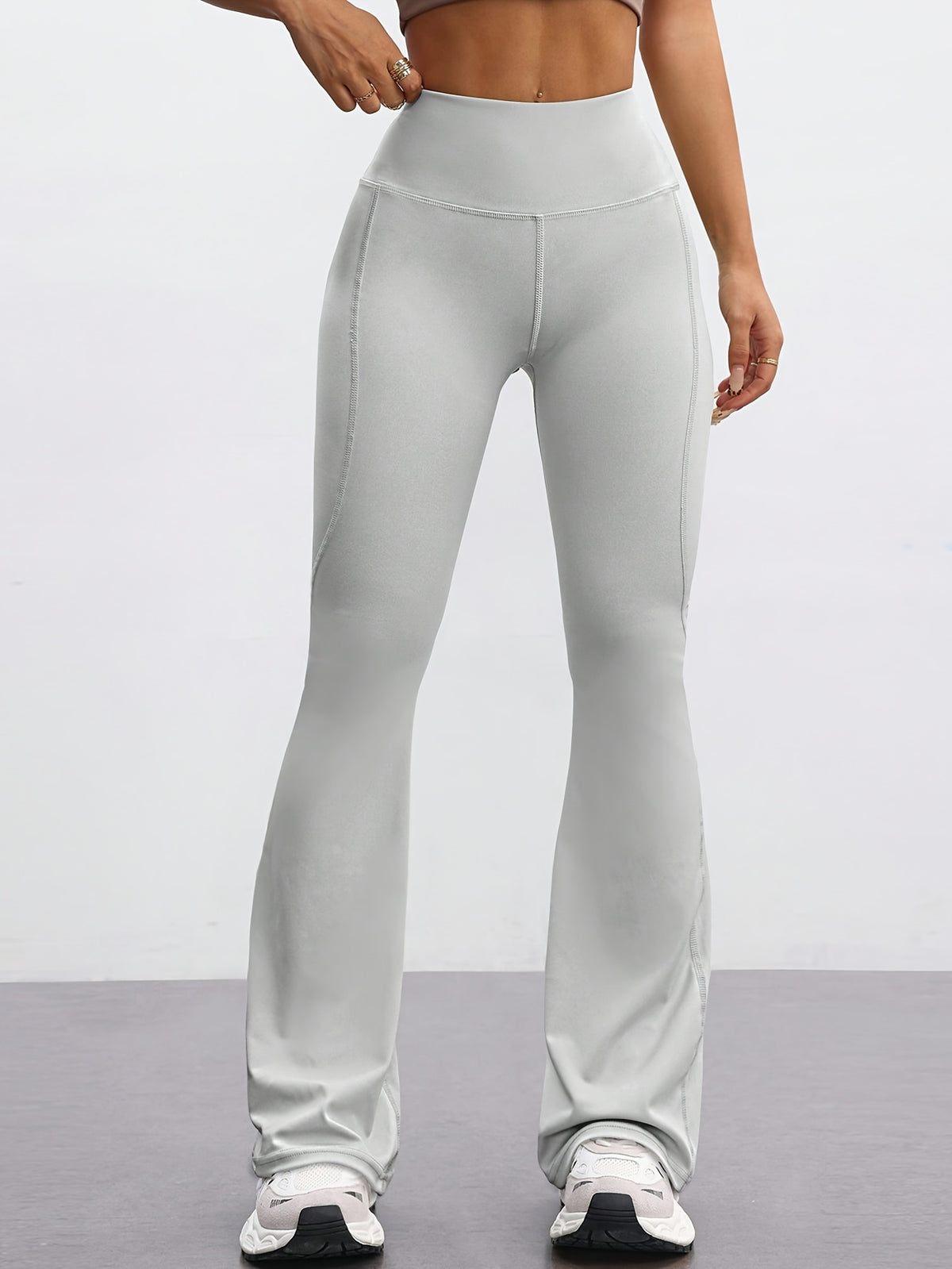 High Waist Flare Pants - Cloud Grey