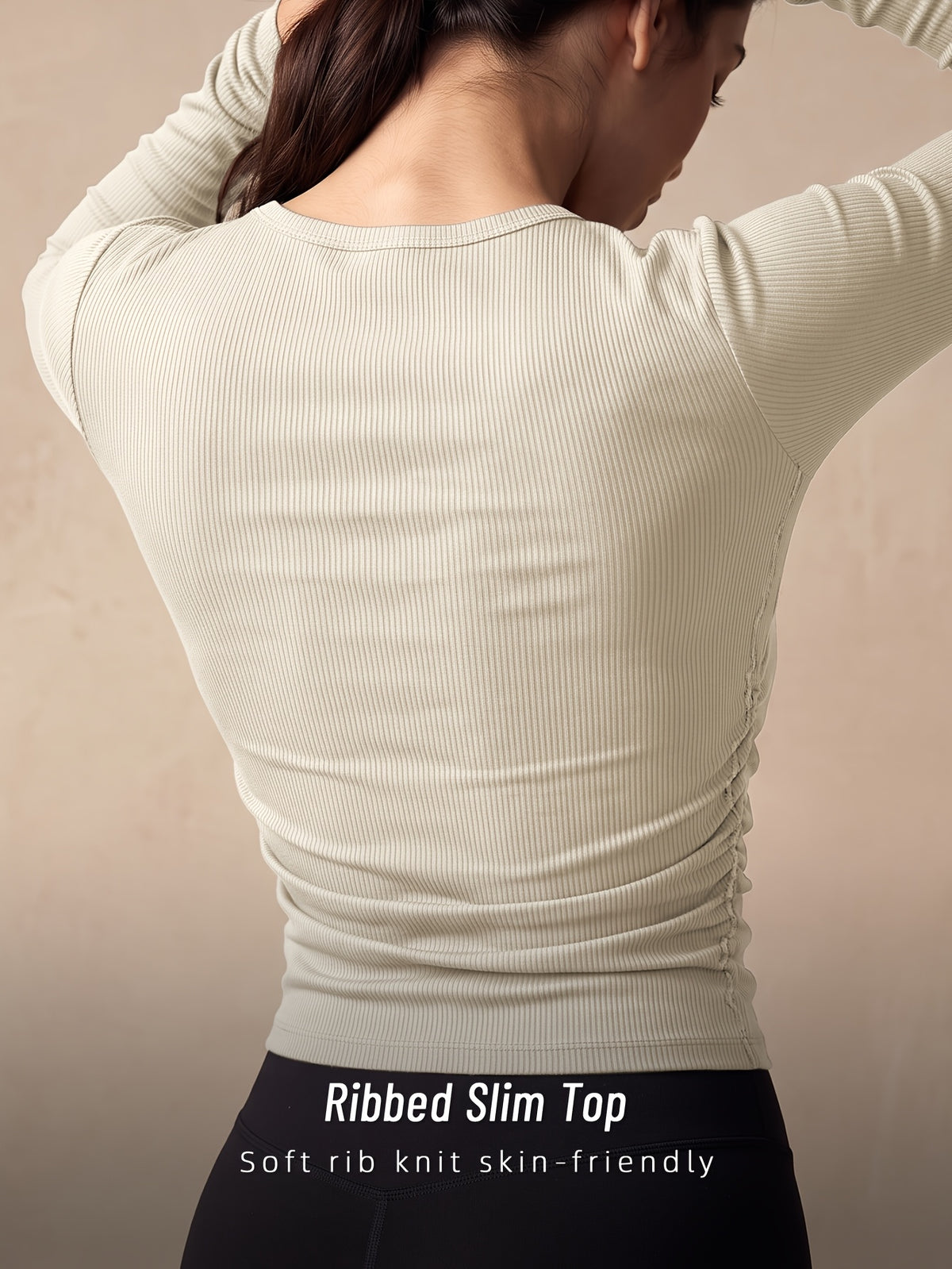 Striped Side Gather Long Sleeve Top - Milky