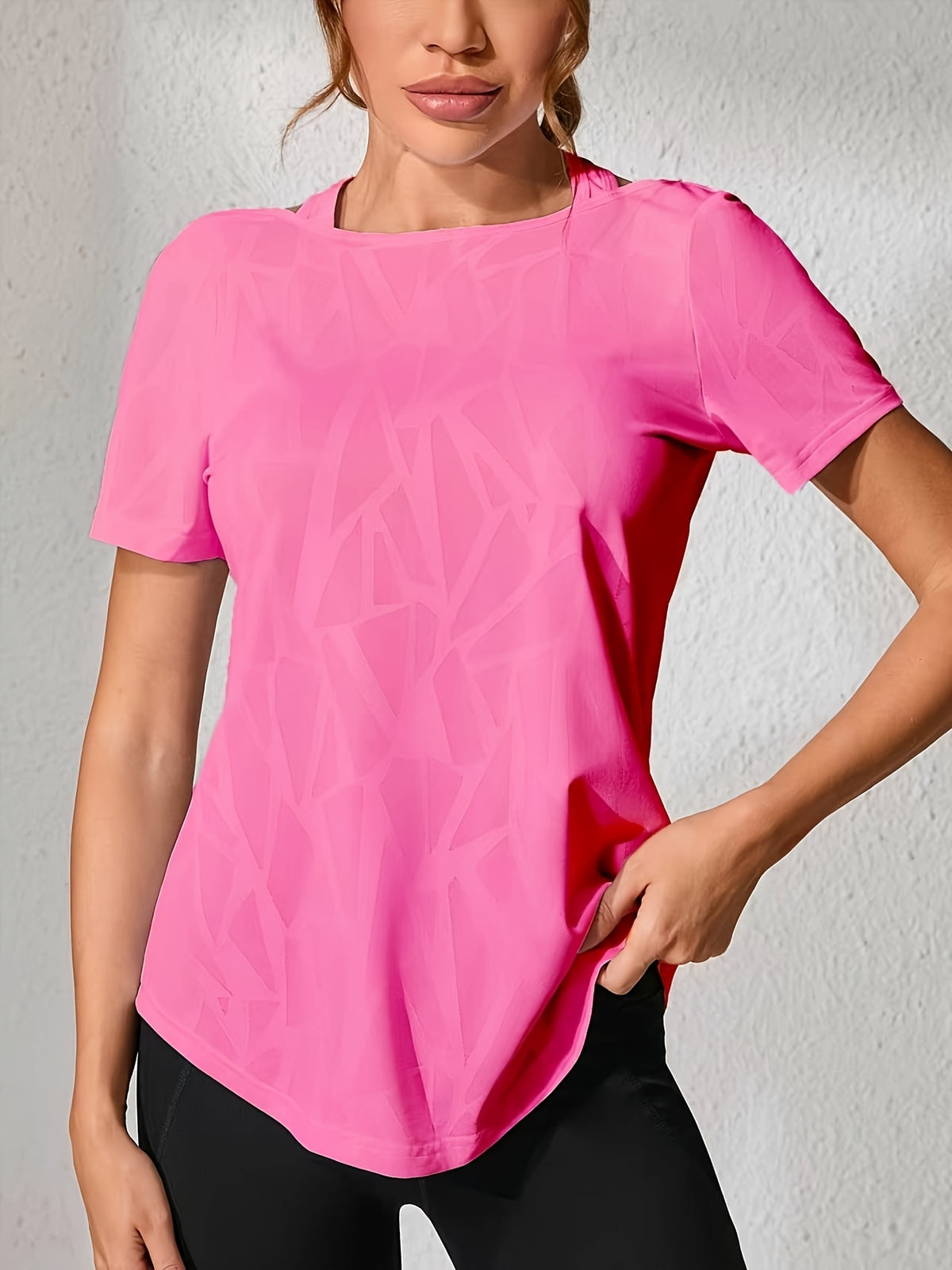 3 Pack Cross Back Cutout Sport Tees - Black, Green & Rose Red