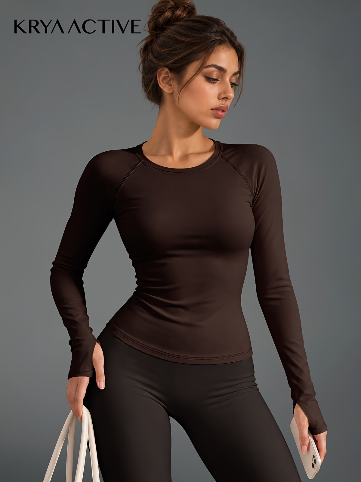 Raglan Thumbhole Base Layer Top - Brown