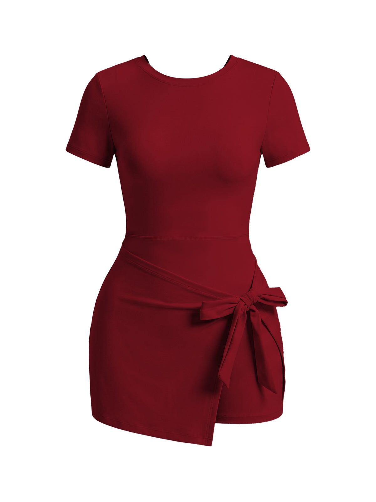 Tie Waist Wrap Tennis Dress - Red