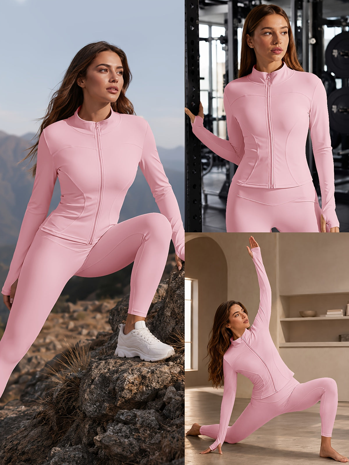 Quick Dry Long Sleeve Sports Jacket - Pink