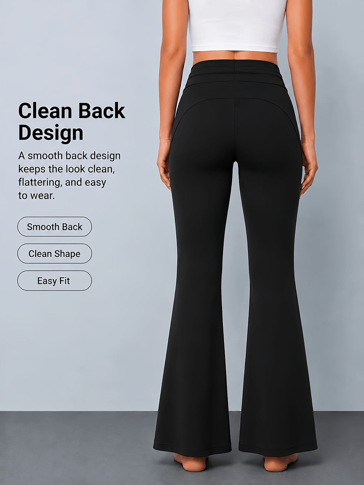 Drawstring Waist Bootcut Flare Leggings - Black