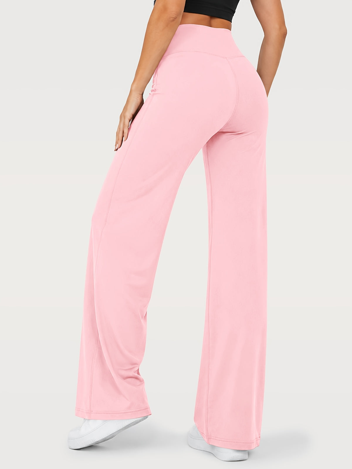Stretch Straight Leg Yoga Pants - Pink
