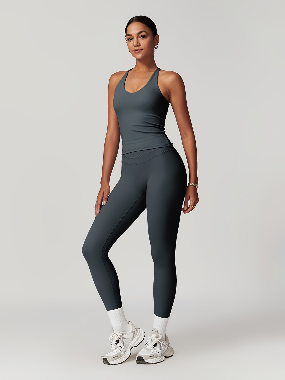 Strappy Tank & Pants Set - Slate Grey