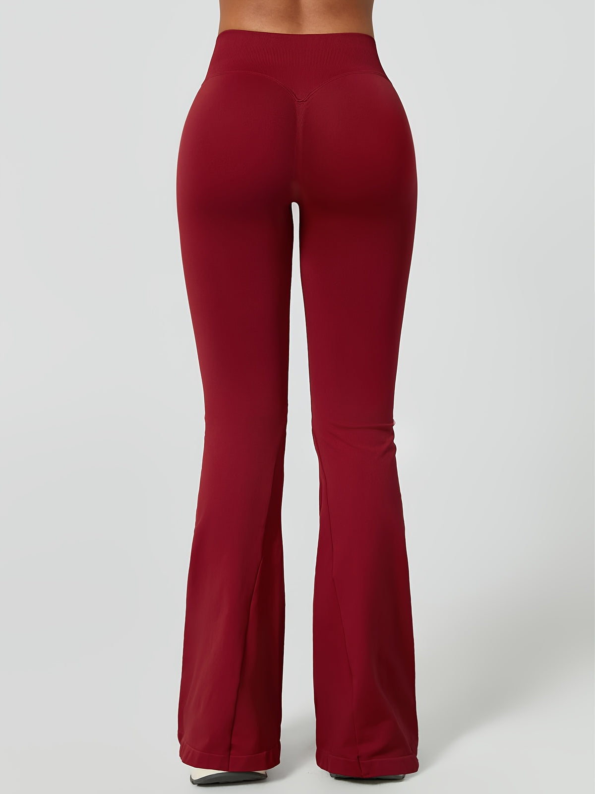 High Waist Lifting Flare Leggings - Wine Red