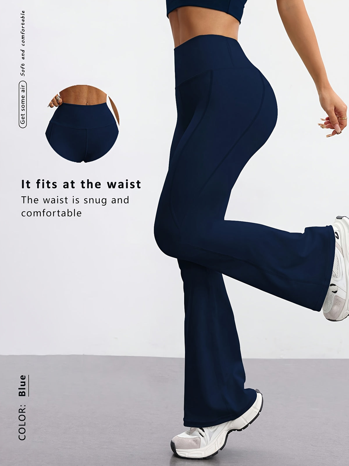 High Waist Bootcut Flare Pants - Navy