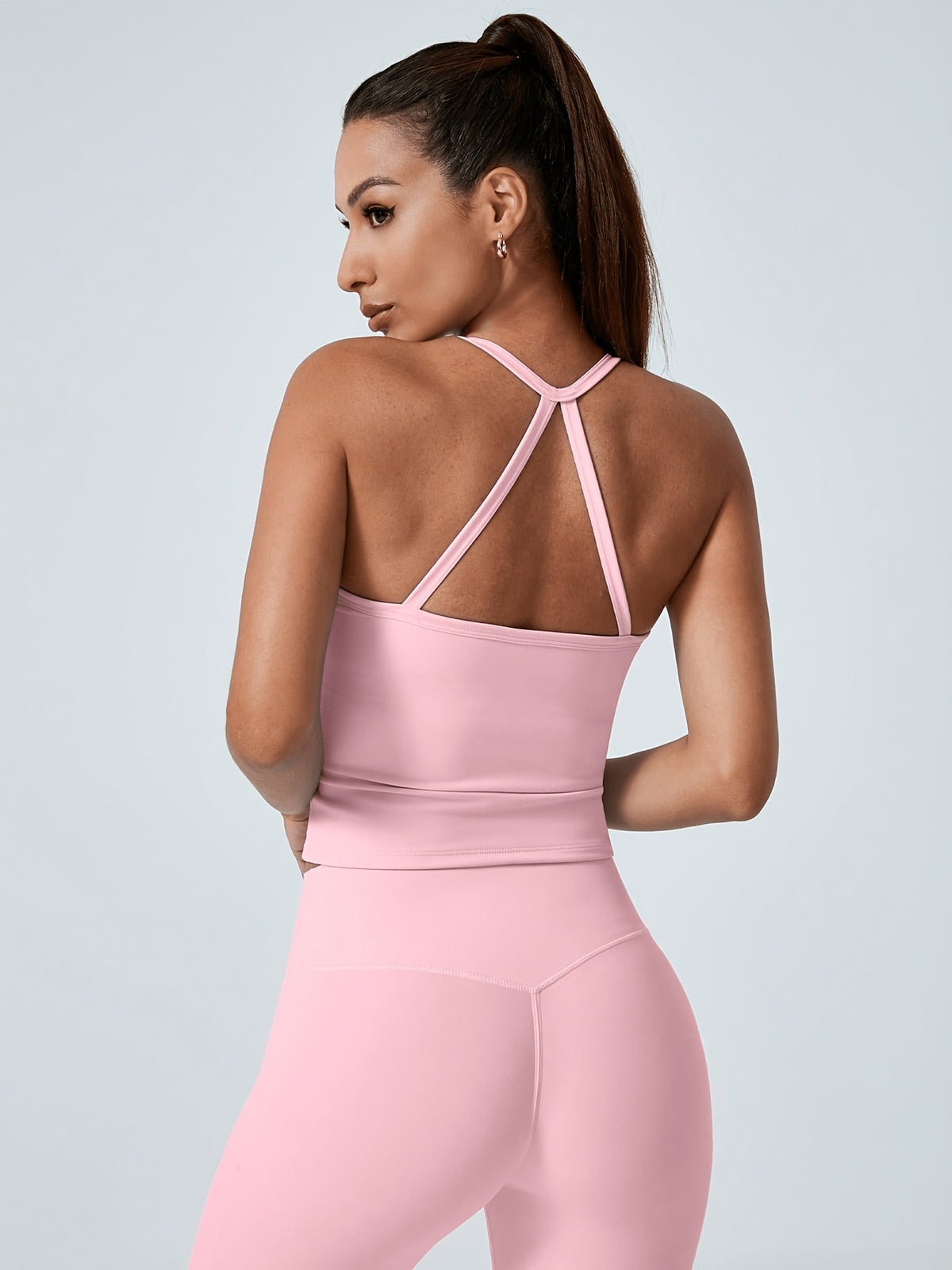 Backless Bra & Leggings Set - Pink