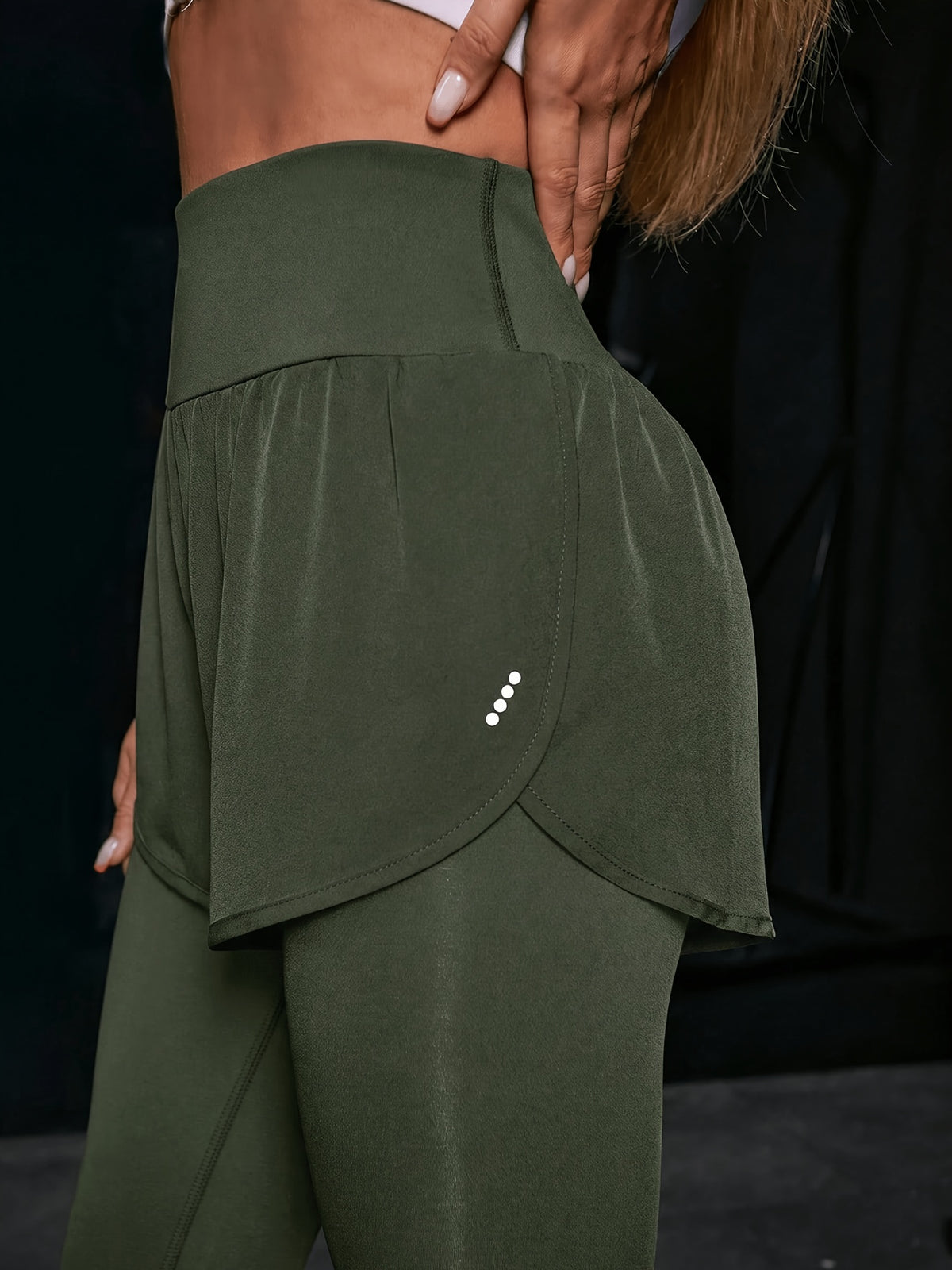 2-in-1 Glitter Polka Dot Sport Pants - Fern Green