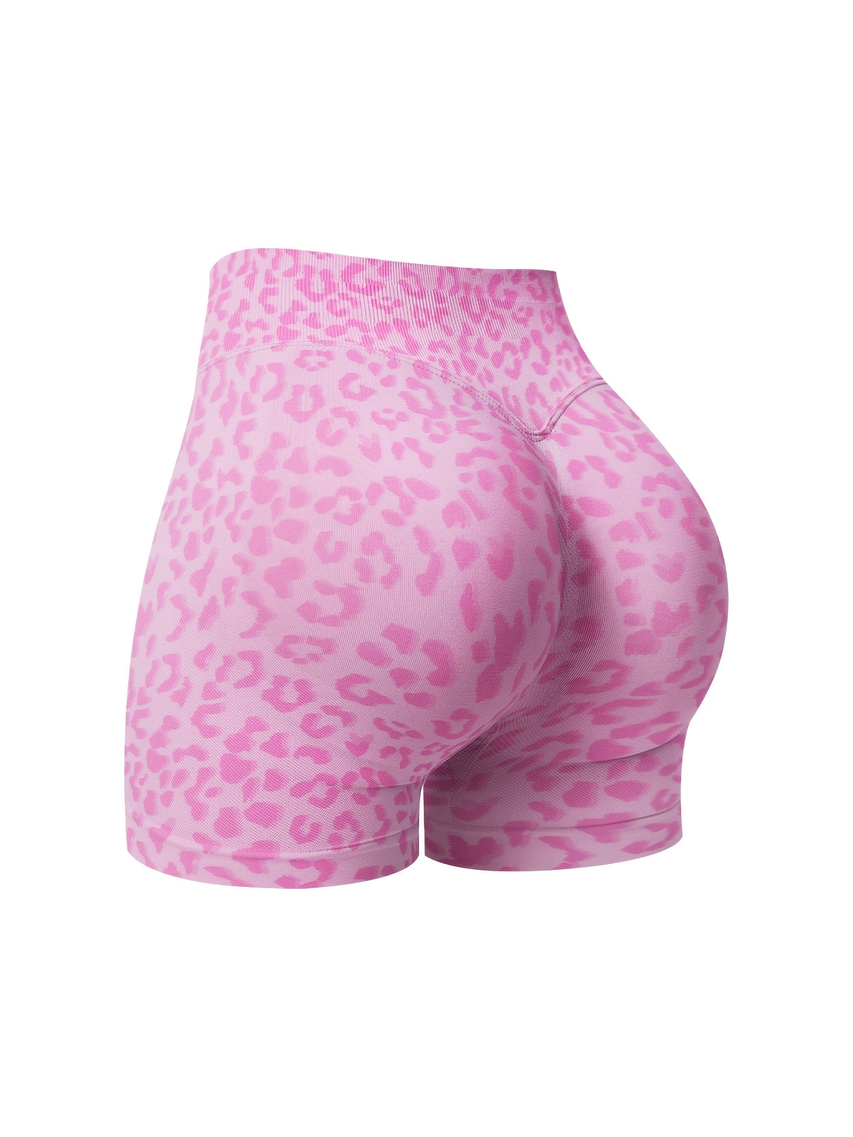 Leopard Seamless Ribbed Biker Shorts - Pink