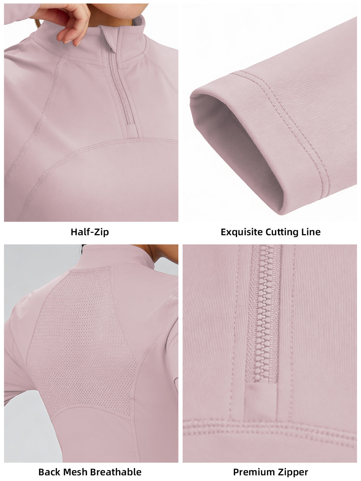 2 Pack Half Zip Mesh Back Tops - Blue & Pink