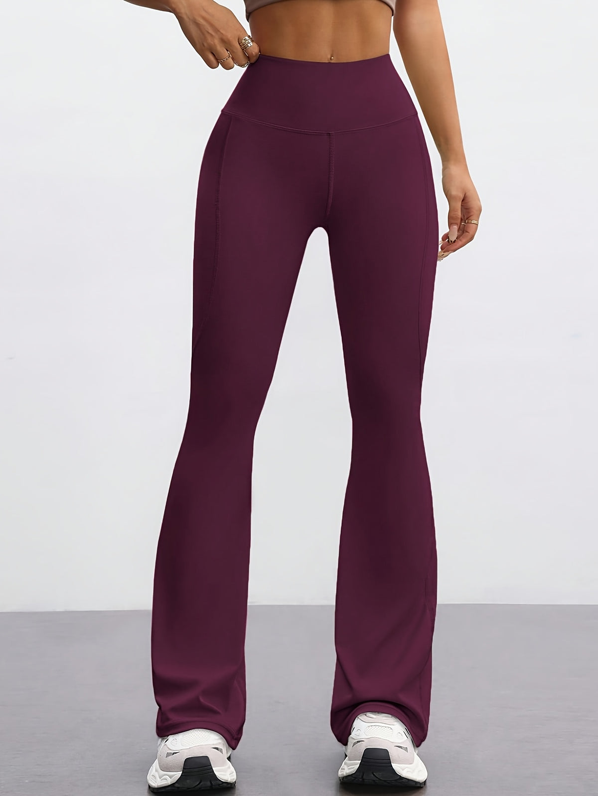 High Waist Flare Pants - Grape Purple