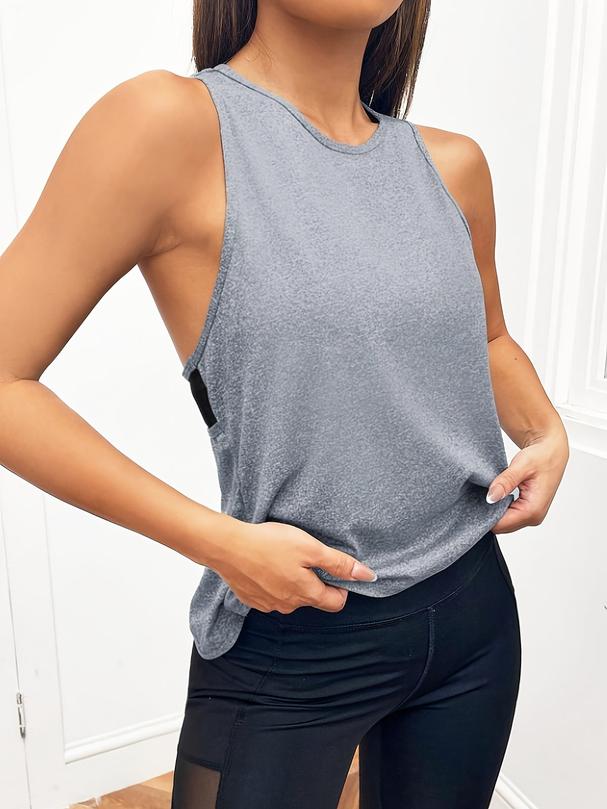 Twist Back Sports Tank - Grey