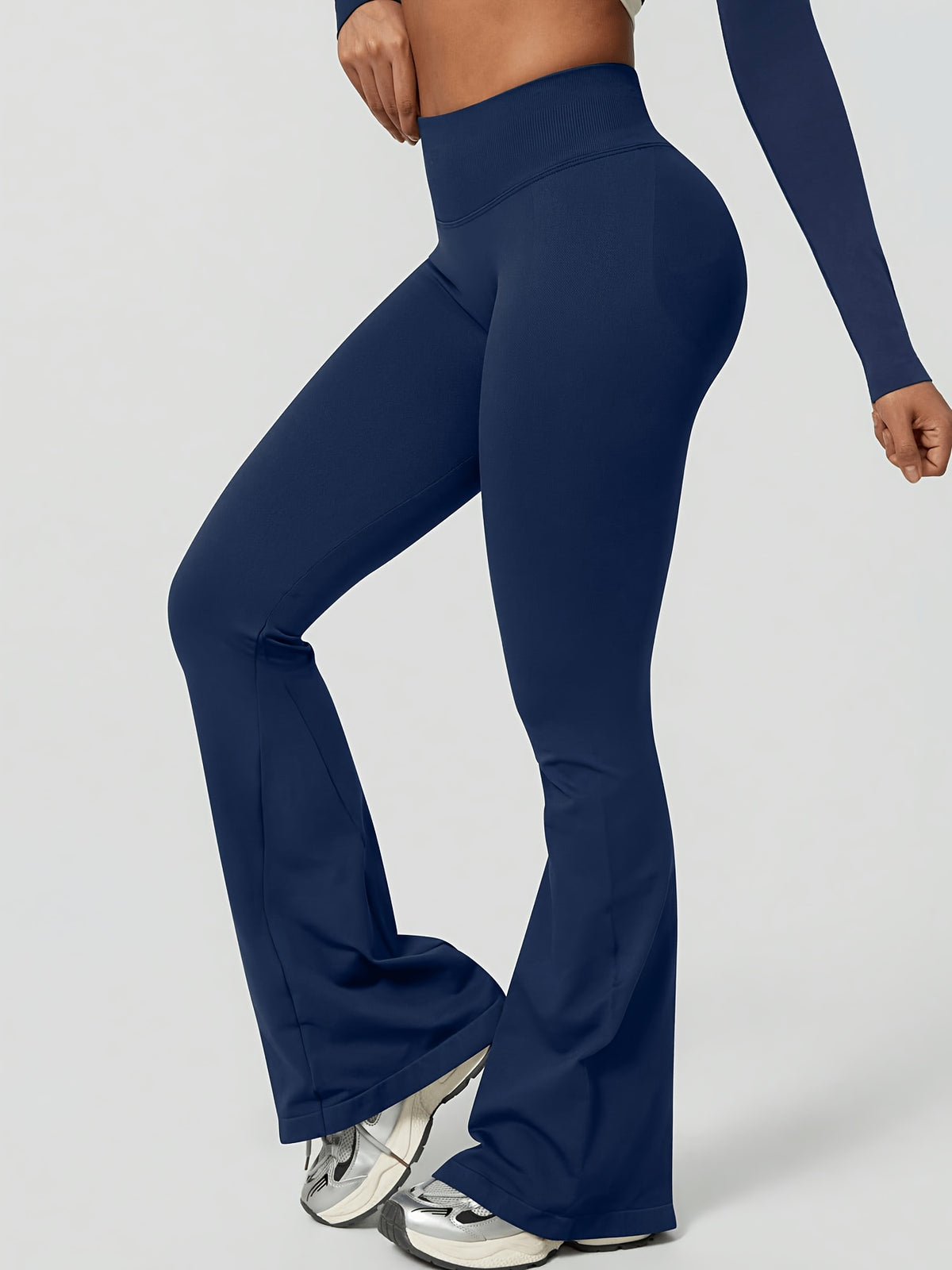 High Waist Lifting Flare Leggings - Navy