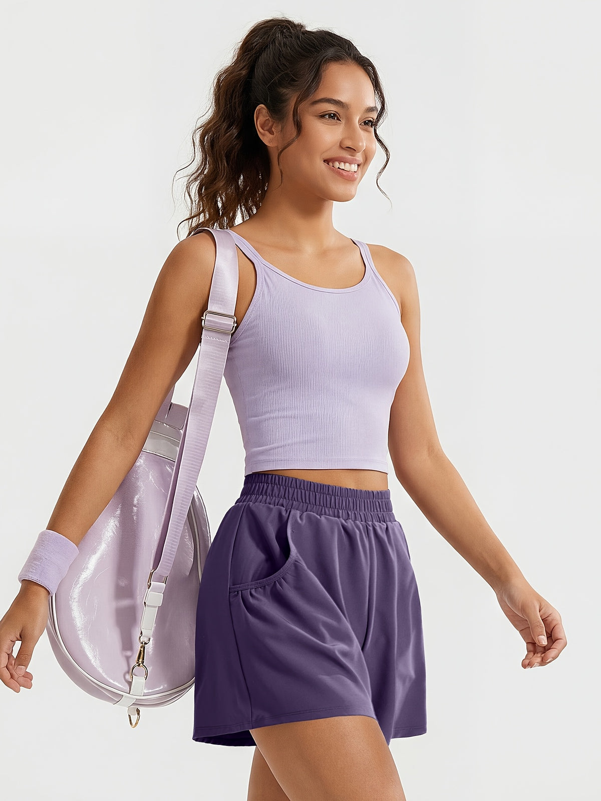 Loose Pocket Running Shorts - Purple