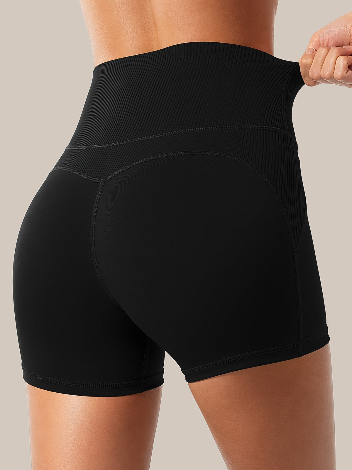 High Waist Lifting Athletic Shorts - Black