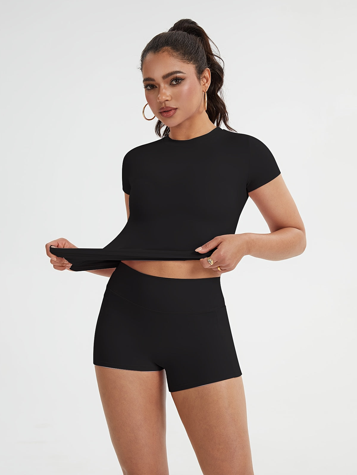 Breathable Slim Fit Sports Tee - Black