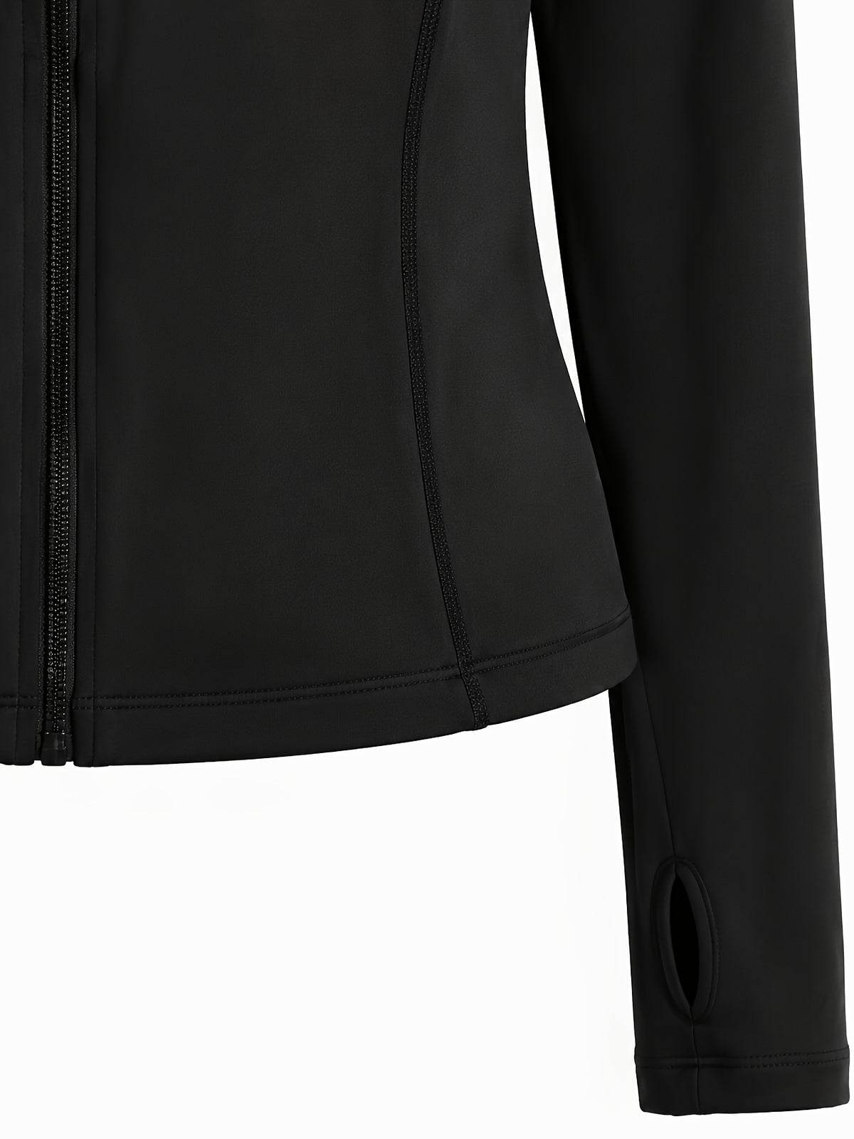 Waist Cinching Cropped Thumbhole Jacket - Black