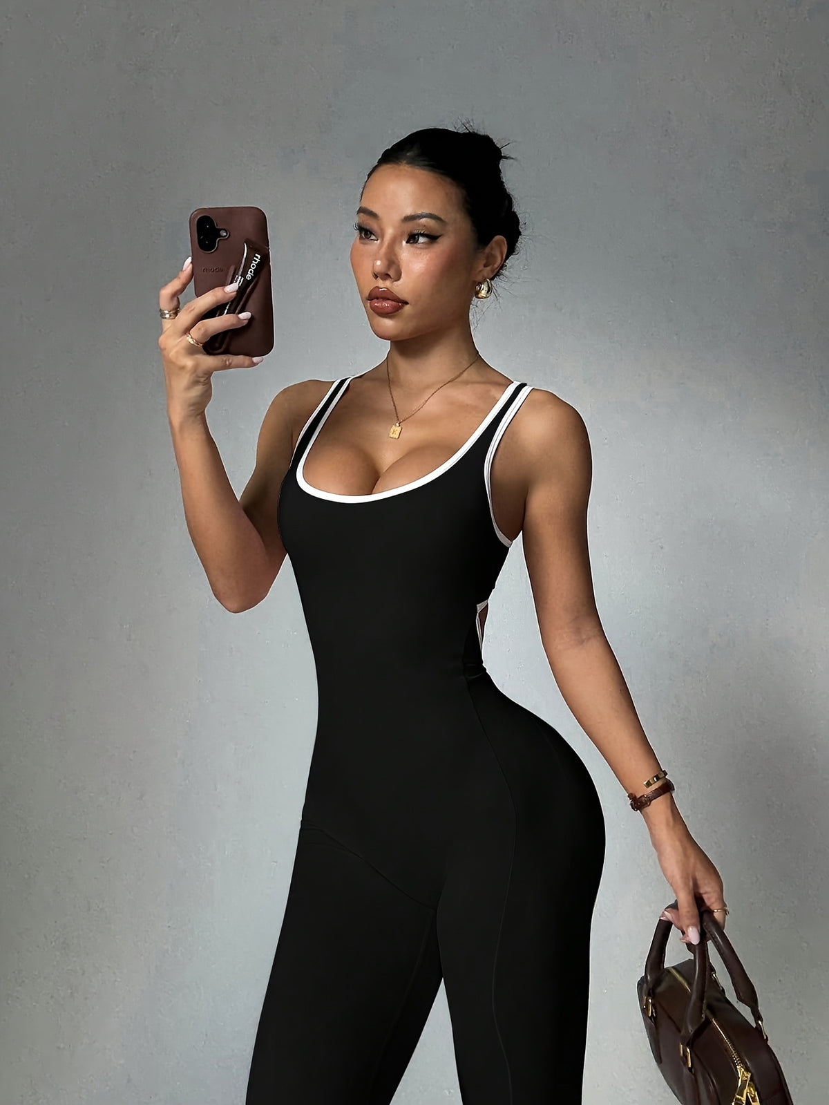 Cut Out Waist Flare Jumpsuit - Black