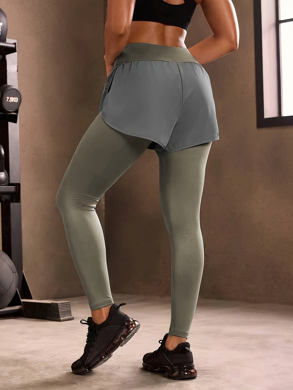 2-in-1 Glitter Polka Dot Sport Pants - Grey