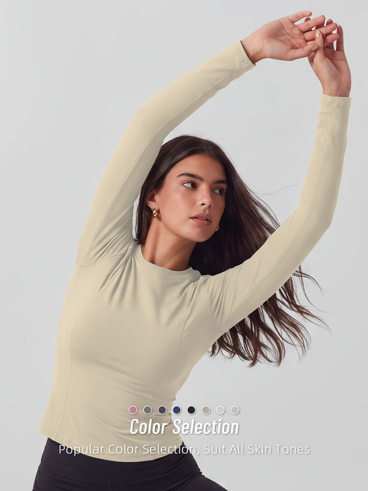 Full Length Compression Long Sleeve Top - Ivory White