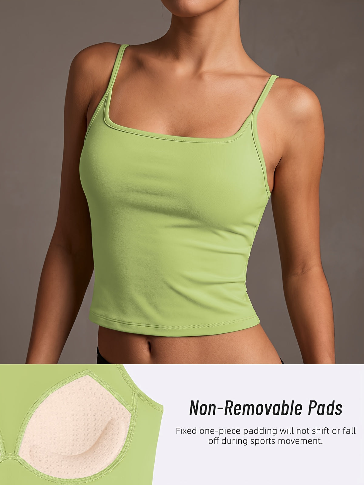Halter Neck Stretch Tank Top - Green