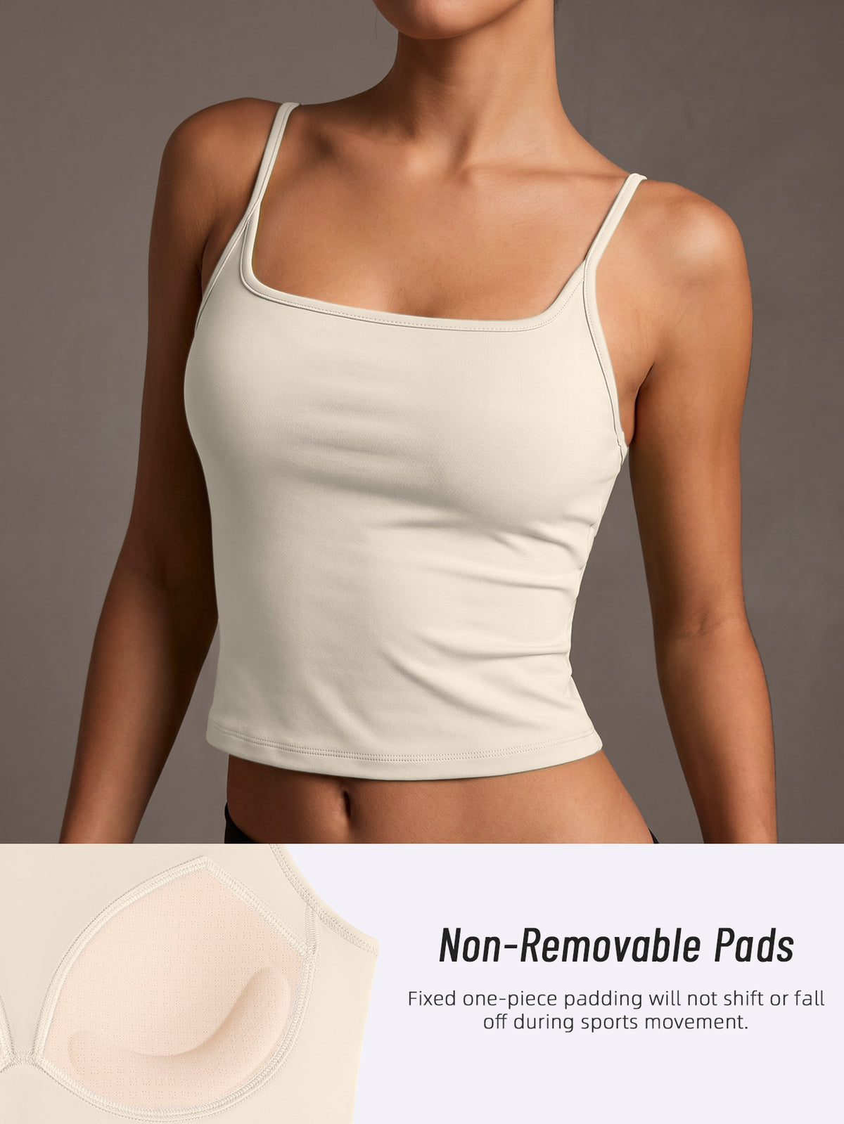 Halter Neck Stretch Tank Top - Ivory White