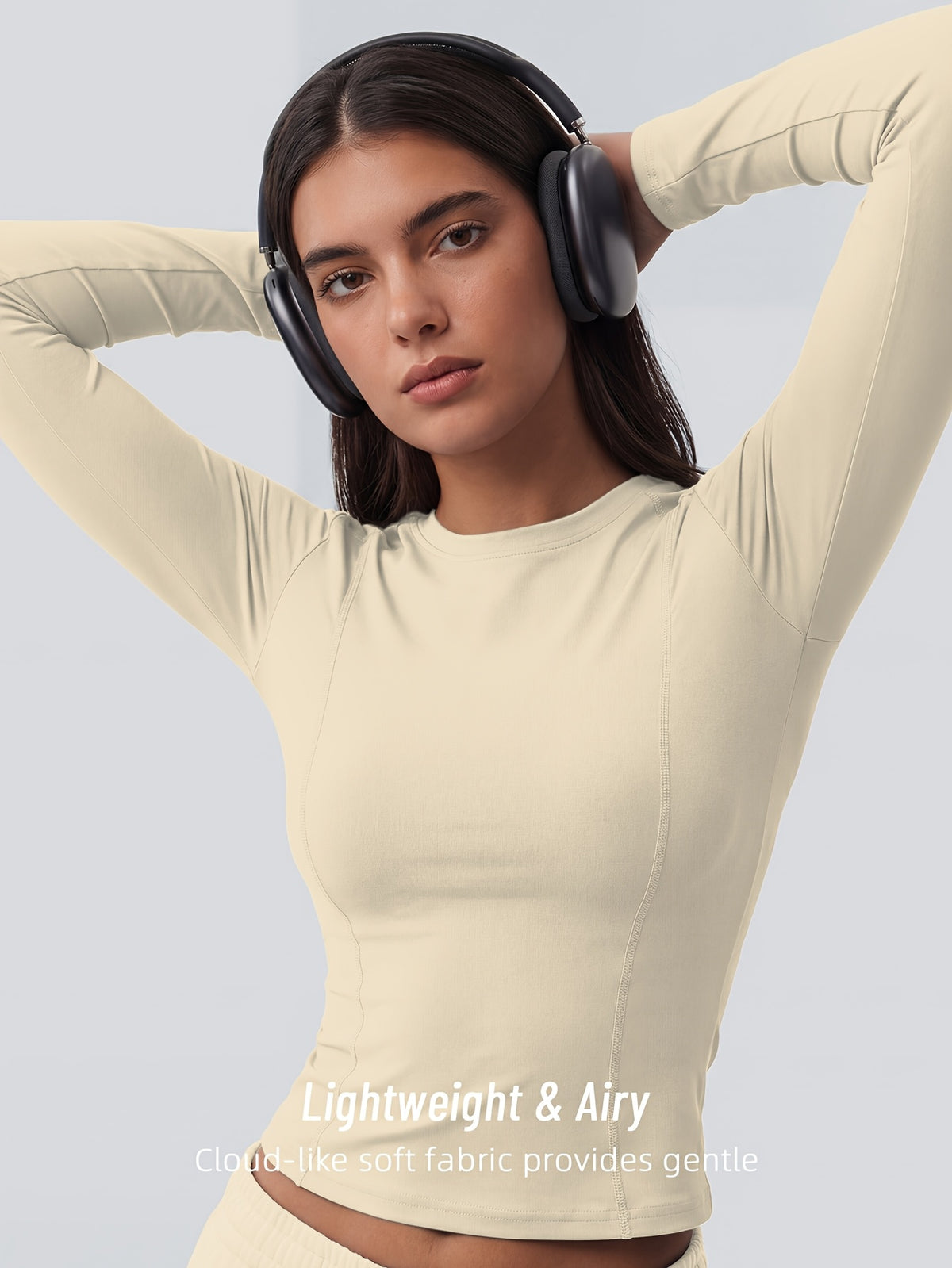 Full Length Compression Long Sleeve Top - Ivory White