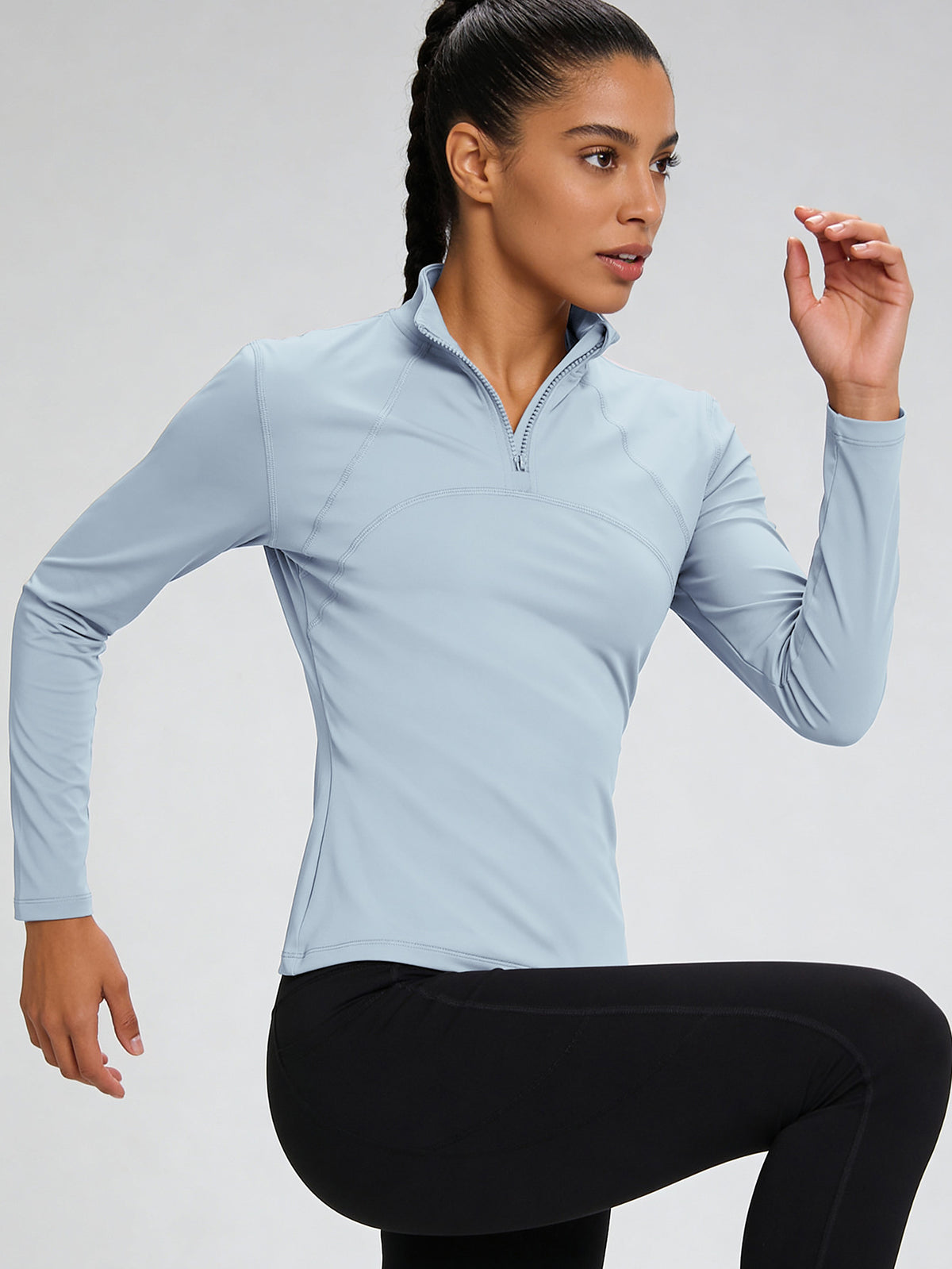 2 Pack Half Zip Mesh Back Tops - Blue & Pink