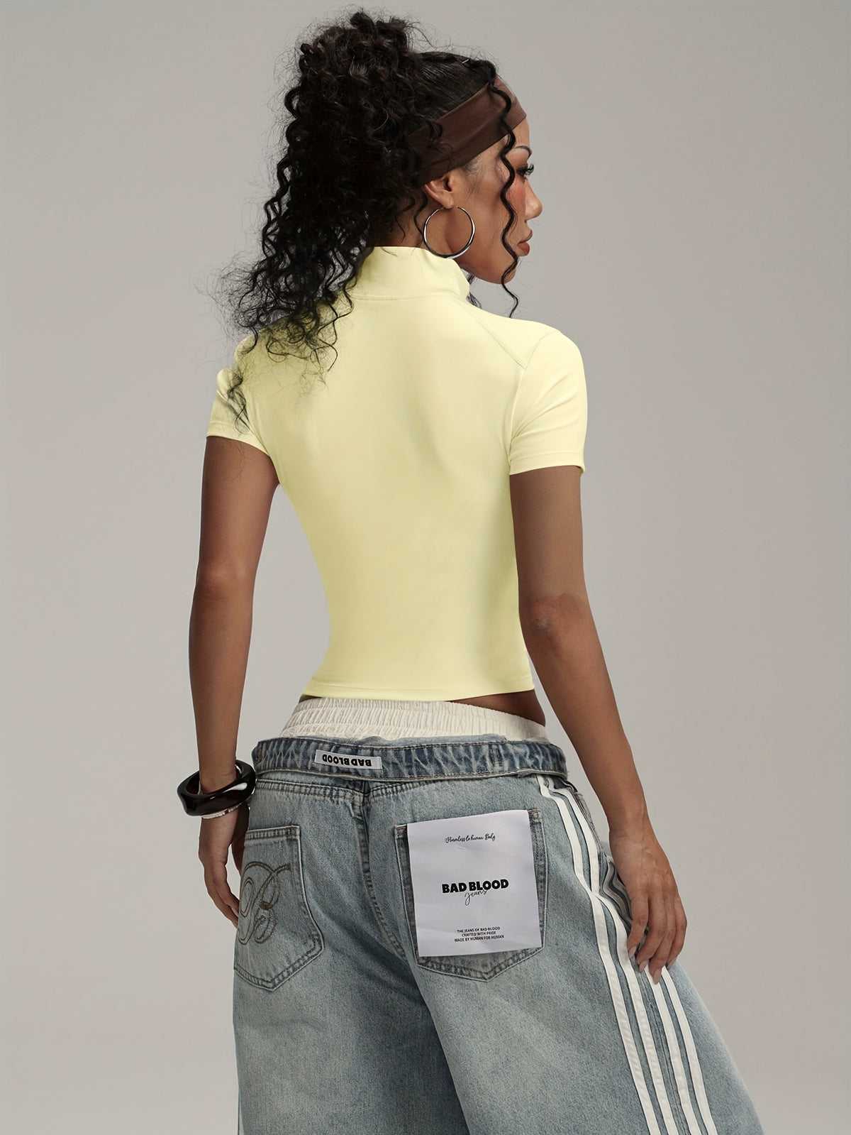 Short Sleeve Zip Top - Yellow