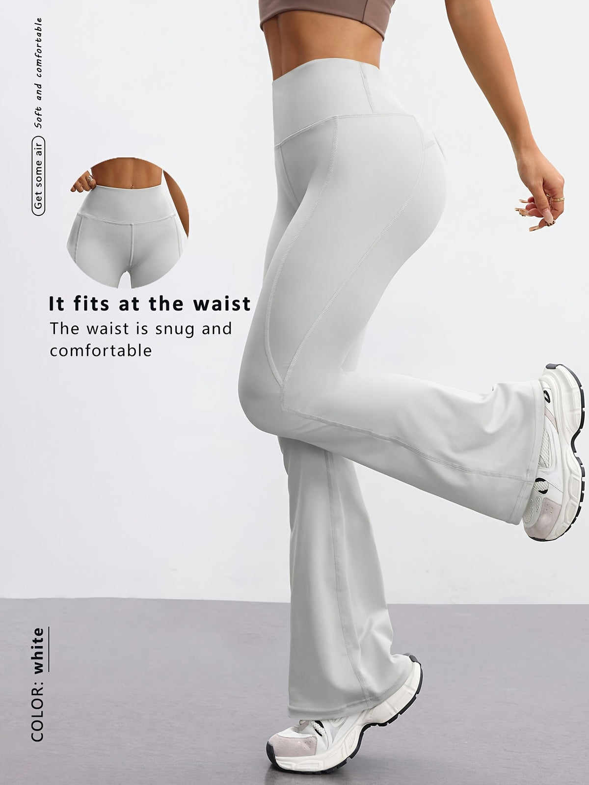 High Waist Flare Pants - Cloud Grey