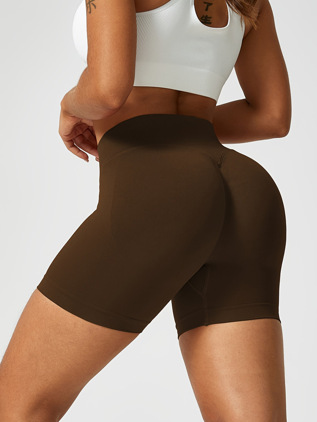Seamless Peach Lift Biker Shorts - Mocha Brown