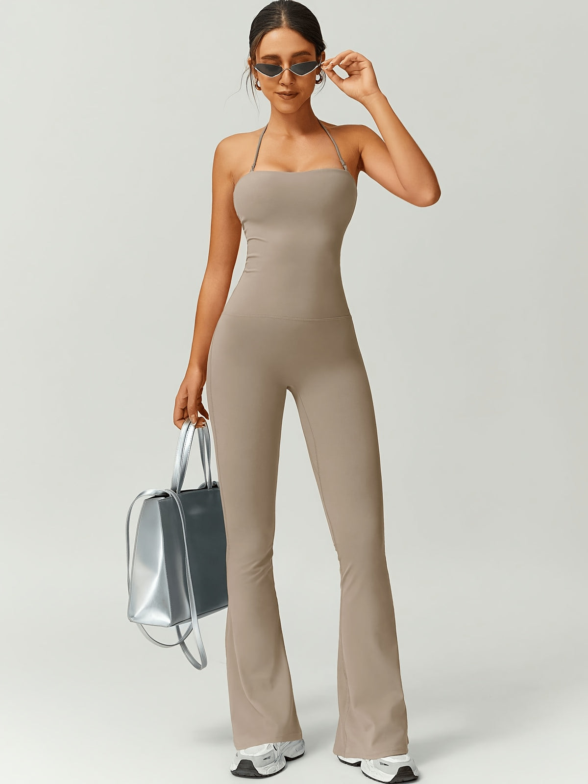 Strapless Flare Jumpsuit - Khaki
