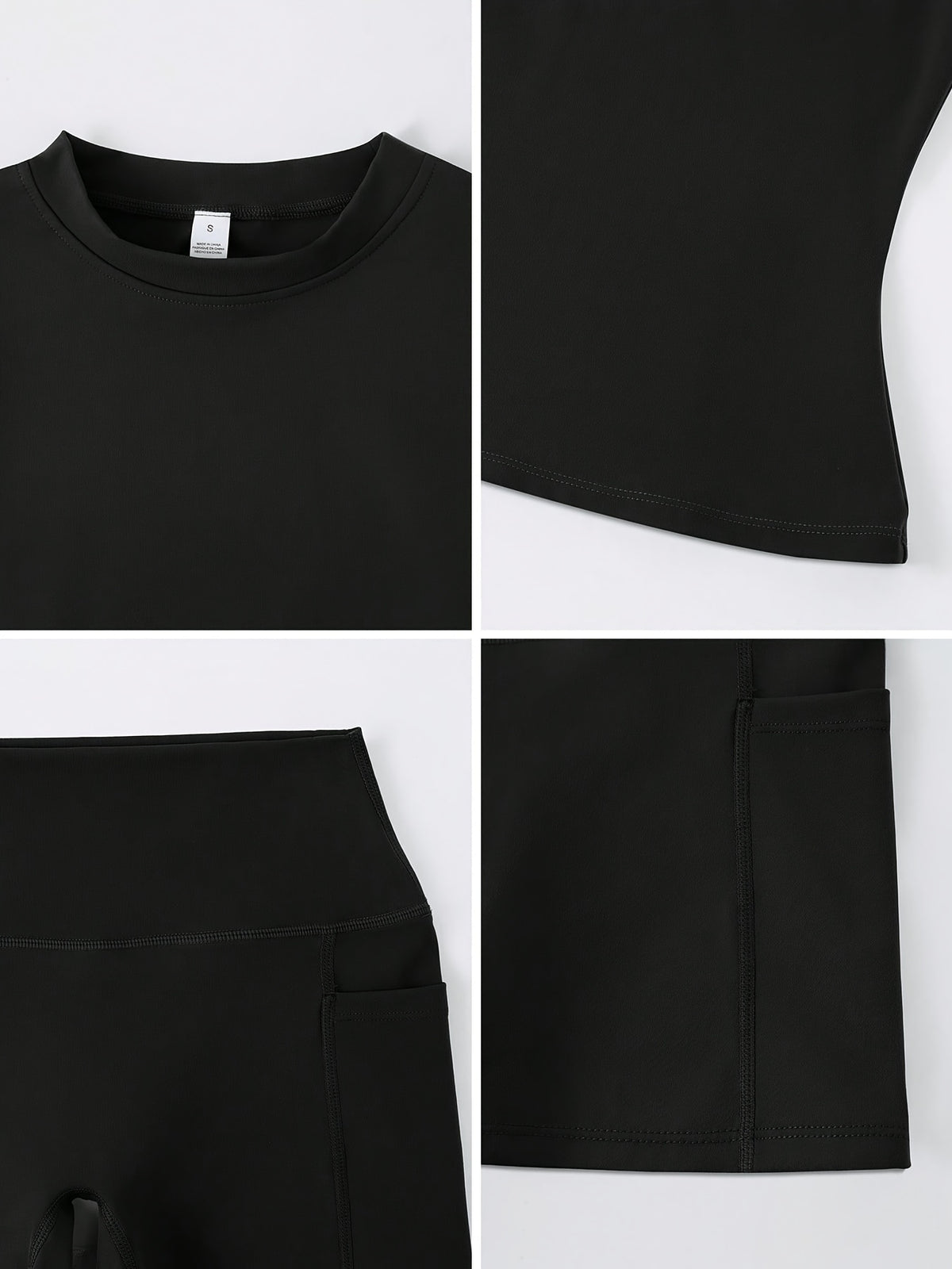 Fitted Tee & Pocket Shorts Set - Black