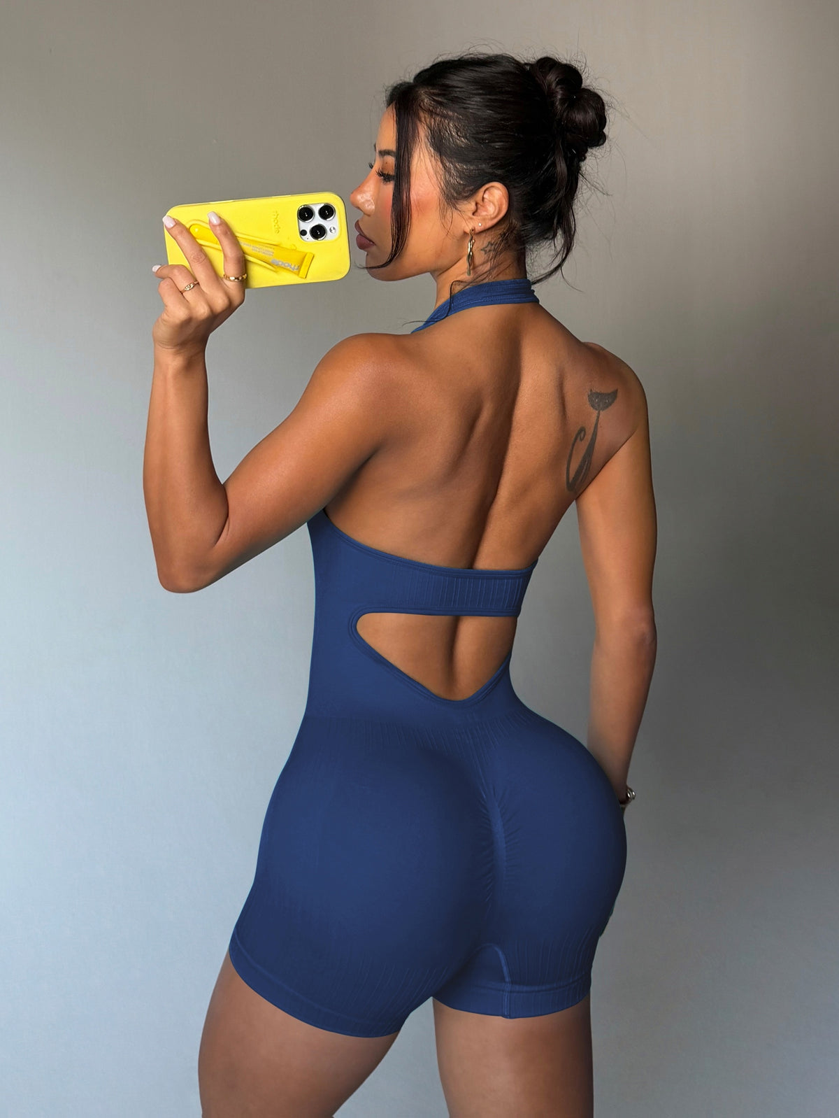 2 Pack Halter Cutout Back Romper - Black+Navy